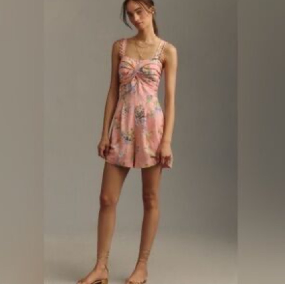 Anthropologie Pink Floral Jumpsuit